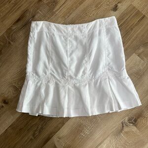 White Ruffle-Trim Linen Skirt